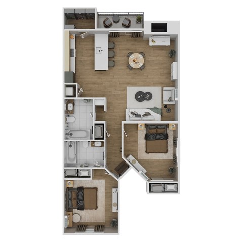 Floor plan for 2 beds, 1 bath, 850 sqft